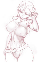 Rule 34 | 10s, 1girl, adjusting hair, alternate breast size, belt, belt skirt, blunt bangs, bodysuit, braid, breasts, breasts apart, cameltoe, covered erect nipples, covered navel, cowboy shot, cropped jacket, curvy, fin e ld si laffinty, flower, french braid, groin, hair flower, hair ornament, head tilt, highleg, highleg leotard, hip focus, impossible clothes, impossible leotard, large breasts, leotard, long sleeves, looking at viewer, monochrome, parted lips, pilot suit, rindou (radical dream), rinne no lagrange, short hair, sidelocks, simple background, skin tight, thighs, turtleneck, wide hips