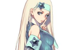 Rule 34 | 1girl, armband, blonde hair, blue eyes, blue headband, blue necktie, breasts, collar, destiny child, headband, index finger raised, lisa (destiny child), long hair, looking at viewer, medium breasts, necktie, official art, parted lips, profile, solo, transparent background, upper body, very long hair, white collar