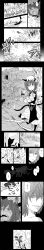 Rule 34 | absurdres, animal ears, bad id, bad pixiv id, cat, cat ears, cat tail, charin, chen, closed umbrella, comic, earrings, female focus, greyscale, hat, highres, jewelry, kazami yuuka, long image, monochrome, multiple tails, plaid, plaid skirt, short hair, skirt, tail, tall image, tears, touhou, translation request, umbrella