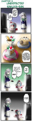 Rule 34 | 0 0, 2girls, 4koma, :d, blue hair, braid, cake, cake slice, comic, controller, female focus, food, fork, hard-translated, hat, izayoi sakuya, long image, maid, maid headdress, morogami ryou, multiple girls, o o, open mouth, pastry, red eyes, remilia scarlet, remote control, sakuya-sans sweet tooth, silver hair, sitting, smile, speech bubble, tall image, television, third-party edit, touhou, translated, twin braids, wings
