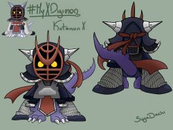 Rule 34 | digimon, digimon (creature), highres, kotemon, original, solo, tail, yellow eyes