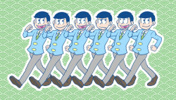Rule 34 | 10s, 6+boys, arima (matsuren846), black hair, formal, green background, green necktie, looking at viewer, male focus, matsuno choromatsu, matsuno ichimatsu, matsuno jyushimatsu, matsuno karamatsu, matsuno osomatsu, matsuno todomatsu, multiple boys, necktie, osomatsu-kun, osomatsu-san, osomatsu (series), patterned background, seigaiha, sextuplets, siblings, suit