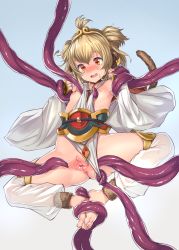 Rule 34 | absurdres, andira (granblue fantasy), animal ears, ankleband, anus, arm sleeves, barefoot, belt, blonde hair, blush, bosshi, bound, bound feet, bound wrists, breasts, breasts out, clitoral hood, collar, curled fingers, decensored, earclip, embarrassed, feet, feet together, gauntlets, gem, granblue fantasy, headband, highres, imminent penetration, imminent rape, imminent vaginal, knees apart feet together, leotard, leotard peek, leotard pull, leotard tug, monkey ears, monkey tail, orange eyes, pussy, see-through, see-through legwear, short hair, spread pussy, suspension, tail, tears, tentacles, tentacles under clothes, third-party edit, toenails, toes, uncensored, urethra