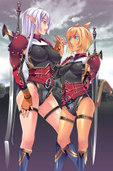 Rule 34 | 00s, animal ears, battlethong, elf, elvaan, final fantasy, final fantasy xi, holding hands, mithra (ff11), pointy ears, sword, weapon