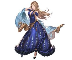 Rule 34 | 10s, 1girl, arm behind back, breasts, brown hair, card, cleavage, dress, frills, full body, granblue fantasy, high heels, holding, jewelry, katalina (granblue fantasy), looking at viewer, medium breasts, minaba hideo, nail polish, necklace, official art, red eyes, sleeveless, smile, solo, standing, transparent background