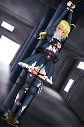 Rule 34 | 1girl, absurdres, against pillar, ahoge, amano soraha, arms up, assault lily, awazake (2wairu), bdsm, black ribbon, black skirt, black thighhighs, blonde hair, blue eyes, blue panties, blurry, blurry background, blush, bondage, bound, bound legs, bound torso, bound wrists, breast bondage, breasts, brown footwear, buttons, closed mouth, cloth gag, commentary, controller, cropped jacket, crotch rope, dutch angle, egg vibrator, frilled skirt, frills, full body, gag, gagged, garage, hair between eyes, high-waist skirt, highres, improvised gag, indoors, juliet sleeves, leg ribbon, loafers, long hair, long sleeves, looking at viewer, low ponytail, medium breasts, neck ribbon, nipple stimulation, no bra, nose blush, one breast out, panties, pasties, pee, peeing, peeing self, ponytail, puddle, puffy sleeves, remote control, restrained, ribbon, rope, saliva, school uniform, sex toy, shibari, shibari over clothes, shirt, shoes, skirt, solo, standing, striped clothes, striped panties, tape, tape on nipples, tearing up, thighhighs, torn clothes, torn shirt, torn skirt, torn thighhighs, underwear, v-shaped eyebrows, vibrator, vibrator in thighhighs, vibrator on nipple, white ribbon, white shirt, yurigaoka girls academy school uniform