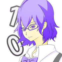 Rule 34 | digimon, glasses, mikagura mirei, purple eyes, purple hair, purple ribbon, ribbon