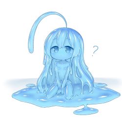 Rule 34 | antenna hair, blue hair, blue skin, breasts, colored skin, curss, monster girl, no nipples, slime girl, small breasts