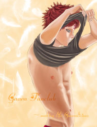 Rule 34 | 1boy, chocobo124, gaara (naruto), gradient background, lowres, male focus, muscular, naruto, naruto (series), red hair, solo