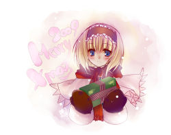 Rule 34 | 1girl, akao, alice margatroid, christmas, female focus, gift, mittens, solo, touhou