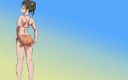 Rule 34 | 00s, 1girl, ass, bikini, breasts, glasses, highres, looking back, sawada mio, solo, standing, swimsuit, to love-ru, twintails, vector trace