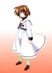 Rule 34 | blue eyes, brown hair, loafers, lyrical nanoha, mahou shoujo lyrical nanoha, mahou shoujo lyrical nanoha a&#039;s, mahou shoujo lyrical nanoha a&#039;s portable: the battle of aces, stern the destructor, red ribbon, ribbon, school uniform, shindou mikuru, shoes, short hair, solo