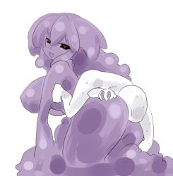 Rule 34 | aftersex, ass, ass grab, colored skin, face in ass, faceless, faceless male, hetero, huge ass, monster girl, purple skin, size difference, slime girl, smother