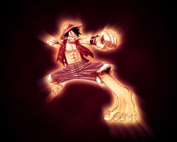 Rule 34 | 1boy, abs, barefoot, black background, black hair, clenched hand, denim, denim shorts, fighting stance, full body, glowing, gradient background, grin, hat, male focus, monkey d. luffy, muscular, one piece, open clothes, scar, shorts, smile, solo, spread legs, standing, straw hat, teeth, torn clothes, vest