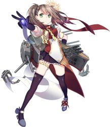 Rule 34 | 1girl, :o, anchor, azur lane, black gloves, black skirt, black thighhighs, breasts, brown hair, elbow gloves, eyebrows, eyelashes, facing away, floating hair, frilled skirt, frills, full body, gloves, gradient hair, green eyes, grey footwear, hair ornament, hand on own hip, high heels, long hair, machinery, miniskirt, mkiiiiii, multicolored hair, official art, open mouth, over-kneehighs, pleated skirt, purple hair, shoes, short sleeves, side ponytail, skirt, small breasts, solo, thigh strap, thighhighs, torpedo, transparent background, turret, two-tone hair, york (azur lane)