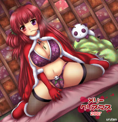 Rule 34 | antlers, blush, breasts, cameltoe, cleavage, heterochromia, horns, large breasts, mouth hold, panda, red hair, smile