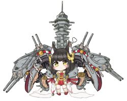 Rule 34 | 1girl, :t, animal ears, azur lane, bailingxiao jiu, bare shoulders, black hair, blush, cannon, chibi, closed mouth, commentary request, dress, hair ornament, kneehighs, long hair, long sleeves, machinery, nagato (azur lane), pout, red dress, red footwear, rope, shide, shimenawa, simple background, sleeves past fingers, sleeves past wrists, socks, solo, standing, strapless, strapless dress, turret, white background, white socks, wide sleeves, yellow eyes