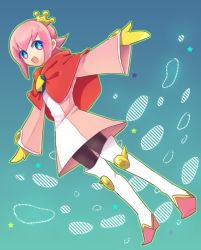 Rule 34 | + +, 1boy, 31go, black pantyhose, blue background, boots, capelet, crown, full body, gloves, madou monogatari, male focus, ocean prince, outstretched arms, pantyhose, pentacle, pink eyes, pink hair, puyopuyo, puyopuyo fever, salde canarl shellbrick iii, smile, solo, spread arms, thigh boots, thighhighs, white thighhighs