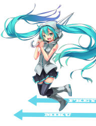 Rule 34 | 1girl, aqua eyes, aqua hair, boots, female focus, fkey, full body, hatsune miku, highres, hood, long hair, open mouth, simple background, skirt, solo, thighhighs, twintails, umbrella, very long hair, vocaloid, white background, zipper