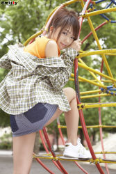 Rule 34 | amano ai (model), highres, photo (medium), plaid, pure idol, shorts, tank top