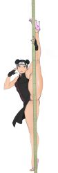 Rule 34 | 1girl, black dress, black gloves, black hair, blush, breasts, brown eyes, china dress, chinese clothes, cleft of venus, collaboration, colorized, double bun, dress, female pubic hair, fingerless gloves, flexible, forehead protector, gloves, high heels, highres, konohagakure symbol, lips, lm (legoman), long legs, naruto, naruto (series), no panties, pink footwear, pink heels, pole, pole dancing, pubic hair, pussy, shoes, sketch, small breasts, solo, split, standing, standing on one leg, stiletto heels, stripper pole, tenten (naruto), thick thighs, thighs, uncensored, zodi4c