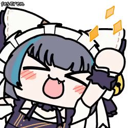 Rule 34 | &gt; &lt;, 1girl, animated, animated gif, azur lane, cheshire (azur lane), fang, hand up, lowres, open mouth, seseren