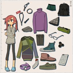 Rule 34 | 1boy, blush stickers, cellphone, fidget spinner, full body, glasses, highres, jewelry, key, male focus, necklace, ootorii bisetsu, original, phone, red hair, shoes, sleeves past wrists, smartphone, solo, sweater, trap, twintails