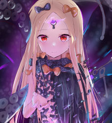 Rule 34 | 1girl, abigail williams (fate), abigail williams (second ascension) (fate), absurdres, bad id, bad pixiv id, blonde hair, blush, bow, breasts, closed mouth, fate/grand order, fate (series), forehead, glowing, glowing eye, hair bow, highres, keyhole, long hair, long sleeves, looking at viewer, lshiki, multiple bows, parted bangs, red eyes, sidelocks, small breasts, smile, solo, tentacles, third eye