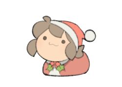 Rule 34 | :3, brown hair, christmas, christmas sweater, dummy, hat, merry christmas, santa hat, temmie, temmie chang, temmie chang (character)