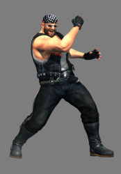 Rule 34 | 1boy, 3d, absurdres, bandana, bass armstrong, beard, dead or alive, dead or alive 5, facial hair, fingerless gloves, full body, gloves, highres, leather, male focus, official art, simple background, solo, sunglasses, tecmo