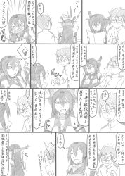 Rule 34 | 10s, admiral (kancolle), bare shoulders, comic, elbow gloves, gloves, greyscale, hairband, headgear, kantai collection, long hair, monochrome, multiple girls, nagato (kancolle), osora (judithandlilith), sweat, traditional media, translation request