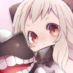 Rule 34 | 10s, 1girl, :&lt;, abyssal ship, bad id, bad pixiv id, horns, kantai collection, long hair, looking at viewer, mittens, monster, natubudou, northern ocean princess, pale skin, red eyes, short eyebrows, solo, white hair