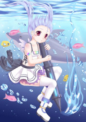 Rule 34 | 1girl, absurdres, dolphin, has bad revision, has downscaled revision, highres, ikeda yuuki, light purple hair, md5 mismatch, original, purple eyes, resolution mismatch, source smaller, thighhighs, underwater