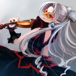 Rule 34 | 13431348, 1girl, back bow, bad id, bad pixiv id, black nails, black shirt, black skirt, bow, closed mouth, earrings, floating hair, from behind, go! princess precure, gothic lolita, gradient background, grey background, holding, holding instrument, holding violin, instrument, jewelry, lolita fashion, long hair, long skirt, looking at viewer, looking back, mask, music, nail polish, playing instrument, pointy ears, precure, red bow, red eyes, shirt, shoulder blades, silver hair, skirt, sleeveless, sleeveless shirt, smile, solo, twilight (go! princess precure), very long hair, violin