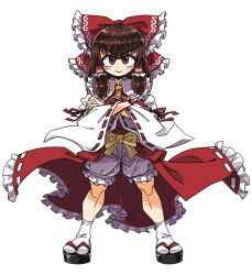 Rule 34 | 1girl, amerika zarigani, ascot, black footwear, blush, bow, breasts, brown eyes, brown hair, closed mouth, collared shirt, cookie (touhou), crossed arms, detached sleeves, frilled bow, frilled hair tubes, frilled shirt collar, frills, full body, hair between eyes, hair bow, hair tubes, hakurei reimu, highres, kanna (cookie), long hair, looking at viewer, medium breasts, orange ascot, red bow, red shirt, red skirt, ribbon-trimmed sleeves, ribbon trim, shirt, sidelocks, simple background, skirt, skirt set, sleeveless, sleeveless shirt, smile, socks, solo, standing, tabi, touhou, transparent background, v-shaped eyebrows, white sleeves, white socks, wide sleeves