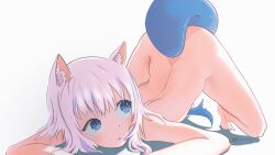 Rule 34 | 1girl, absurdres, animal ear fluff, animal ears, ass, blue eyes, cat ears, completely nude, evermind, fins, fish tail, gawr gura, highres, hololive, hololive english, holomyth, jack-o&#039; challenge, md5 mismatch, nude, resolution mismatch, self-upload, shark, shark girl, shark tail, simple background, solo, source smaller, tail, tail ornament, tail ring, twitter, twitter username, uncensored, virtual youtuber
