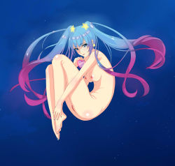 Rule 34 | 1girl, absurdres, aqua hair, arcade sona, blue eyes, breasts, gradient hair, highres, league of legends, looking at viewer, multicolored hair, nail polish, nipples, nude, purple hair, pussy, solo, sona (league of legends), spark of forever, twintails, uncensored, zimu jiang