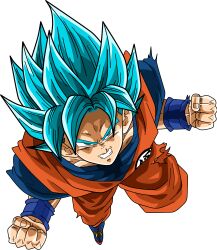 Rule 34 | 1boy, absurdres, dougi, dragon ball, dragon ball super, highres, muscular, muscular male, pants, solo, son goku, super saiyan, super saiyan blue, supergoku37, torn clothes, torn pants, transparent background