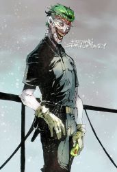 Rule 34 | 1boy, batman (series), dc comics, green hair, male focus, scar, solo, the joker
