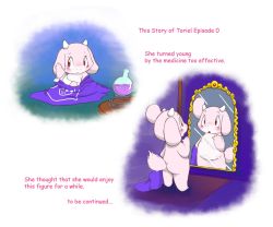 Rule 34 | artist request, english text, engrish text, furry, ranguage, red eyes, text focus, toriel, undertale, aged down