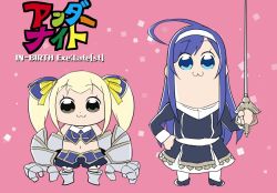Rule 34 | 10s, 2girls, blonde hair, blue eyes, blue hair, dress, gloves, hair ornament, hairband, height difference, long hair, mika returna, multiple girls, orie ballardiae harada, poptepipic, short twintails, smile, twintails, under night in-birth, under night in-birth exe:late[st]