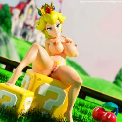 Rule 34 | 1girl, 3d, anus, ass, blonde hair, blue eyes, breasts, crown, earrings, highres, huge ass, jewelry, large breasts, leg up, long hair, looking at viewer, mario (series), naughty face, navel, nintendo, nipples, nude, outdoors, princess peach, pussy, solo, super mario bros. 1, telehypnotic, thick thighs, thighs, uncensored, wide hips