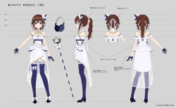 Rule 34 | 1girl, amagai tarou, arm garter, black footwear, blue eyes, blue gloves, blue ribbon, blue thighhighs, bow, bowtie, braid, brown hair, character sheet, diamond hair ornament, dress, footwear bow, french braid, frilled thighhighs, frills, full body, gloves, hair flaps, hair ornament, hairclip, half gloves, halter dress, halterneck, headphones, high-low skirt, high heels, highres, hololive, idol, long hair, looking at viewer, mary janes, microphone stand, multiple views, official alternate costume, official alternate hairstyle, official art, pleated dress, ponytail, profile, ribbon, see-through, shoes, short dress, smile, star (symbol), star hair ornament, thighhighs, tokino sora, tokino sora (birthday 2022), virtual youtuber, waist cape, white bow, white bowtie, white dress, white ribbon, wrist ribbon