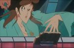 Rule 34 | 1980s (style), 1boy, 1girl, animated, anime screenshot, ass, black eyes, blue dress, breasts, brown hair, butt crack, clothed male nude female, dress, knife, long hair, lupin iii, mine fujiko, nude, oldschool, pain, retro artstyle, ripping clothes, screaming, screencap, sound, stab, torn clothes, video