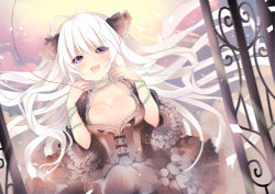 Rule 34 | 1girl, blue eyes, breasts, cleavage, duji amo, large breasts, long hair, original, solo, usagihime, white hair