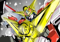 Rule 34 | absurdres, commentary request, great might gaine, green eyes, highres, looking at viewer, mecha, mechanical wings, niidan, no humans, robot, science fiction, solo, super robot, upper body, v-fin, wings, yuusha series, yuusha tokkyuu might gaine