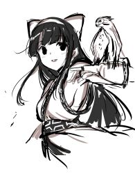 Rule 34 | 1girl, ainu clothes, arm up, armpit peek, black eyes, black hair, breasts, fingerless gloves, gloves, hair ribbon, highres, looking at viewer, mamahaha, medium breasts, monochrome, nakoruru, no bra, open mouth, ribbon, samurai spirits, sideboob, smile, snk, the king of fighters, the king of fighters xiv, yaegashi nan