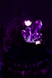 Rule 34 | 1girl, artist request, crystal, dress, gem, highres, original, purple eyes, purple gemstone, purple hair, solo