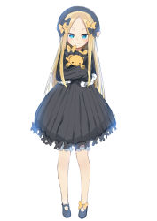 Rule 34 | 1girl, abigail williams (fate), absurdres, black bow, black dress, black footwear, black hat, blonde hair, bloomers, blue eyes, blush, bow, bug, butterfly, closed mouth, commentary request, dress, fate/grand order, fate (series), forehead, full body, hair bow, hat, head tilt, highres, hugging object, insect, long hair, long sleeves, mary janes, orange bow, parted bangs, polka dot, polka dot bow, sekira ame, shoes, simple background, sleeves past fingers, sleeves past wrists, smile, solo, standing, stuffed animal, stuffed toy, teddy bear, underwear, very long hair, white background, white bloomers