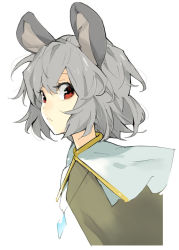 Rule 34 | 1girl, :&lt;, animal ears, capelet, close-up, female focus, grey hair, jewelry, looking at viewer, minakata sunao, mouse ears, nazrin, pendant, red eyes, solo, touhou, upper body
